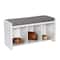 Honey Can Do White Cube Organizer Bench with Shoe Storage and Seat Cushion